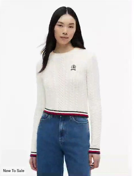 tommy jeans tipped cable knit sweater