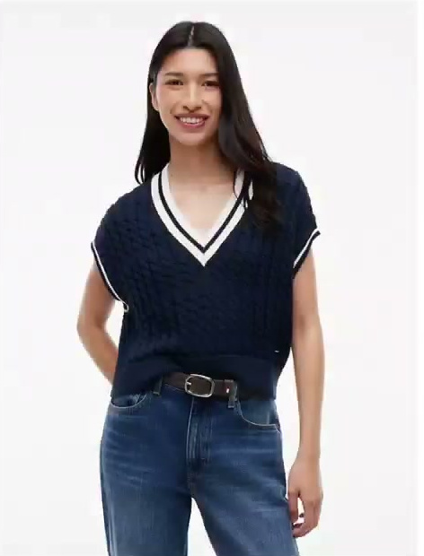 tommy jeans cable knit sweater vest