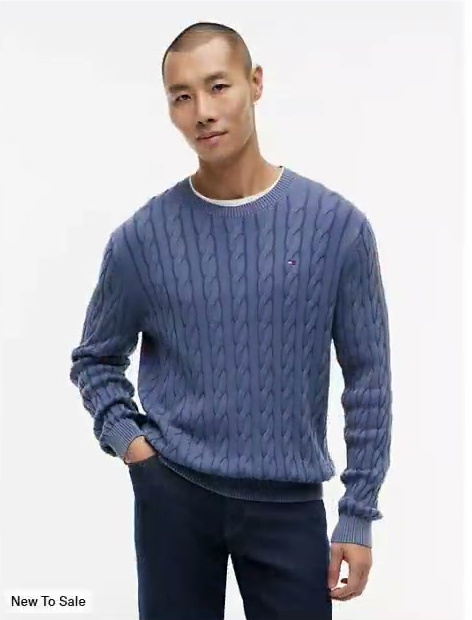 garment dyed cable knit sweater
