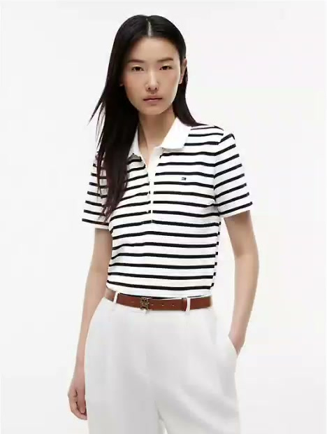 classic fit striped stretch pique polo