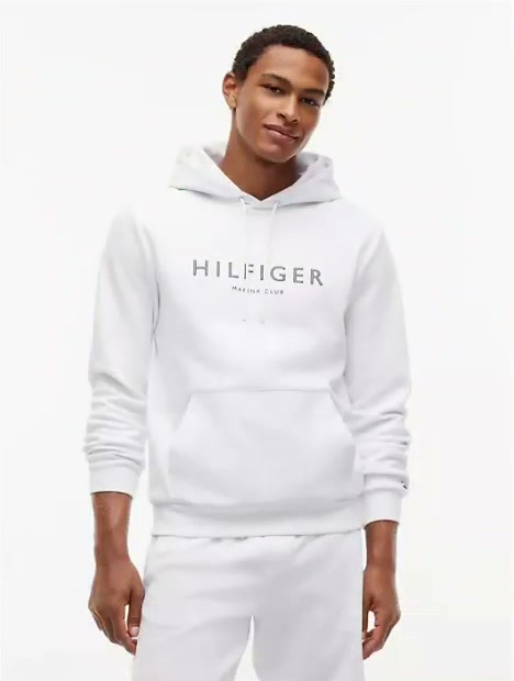 marina club logo mixed media hoodie
