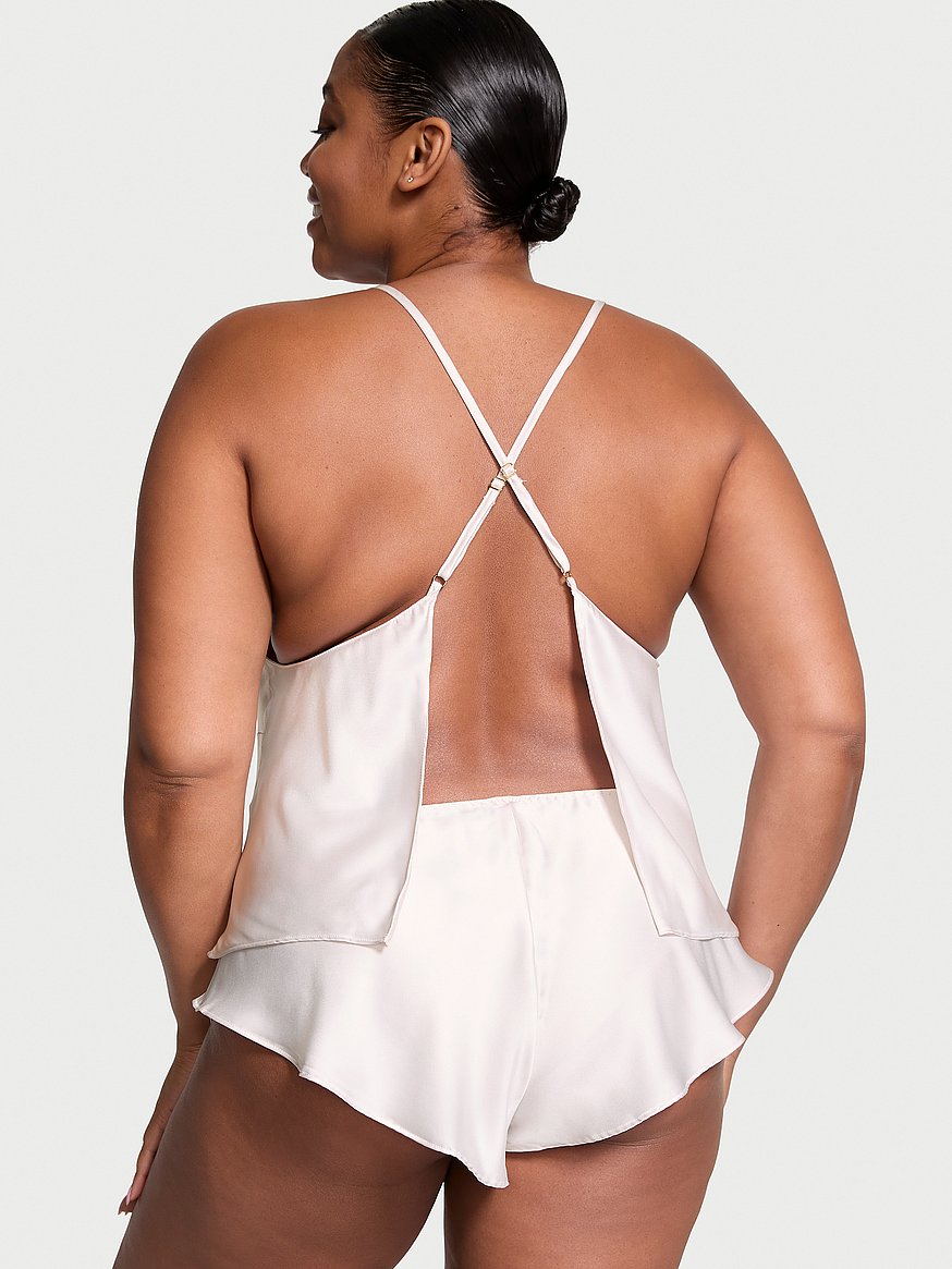 satin open back cami & shorts set satin open back cami & shorts set