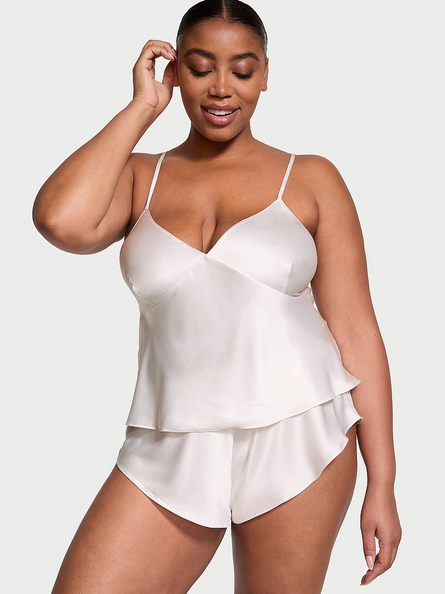 satin open back cami & shorts set satin open back cami & shorts set