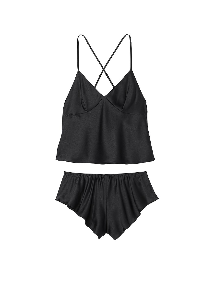 satin open back cami & shorts set satin open back cami & shorts set