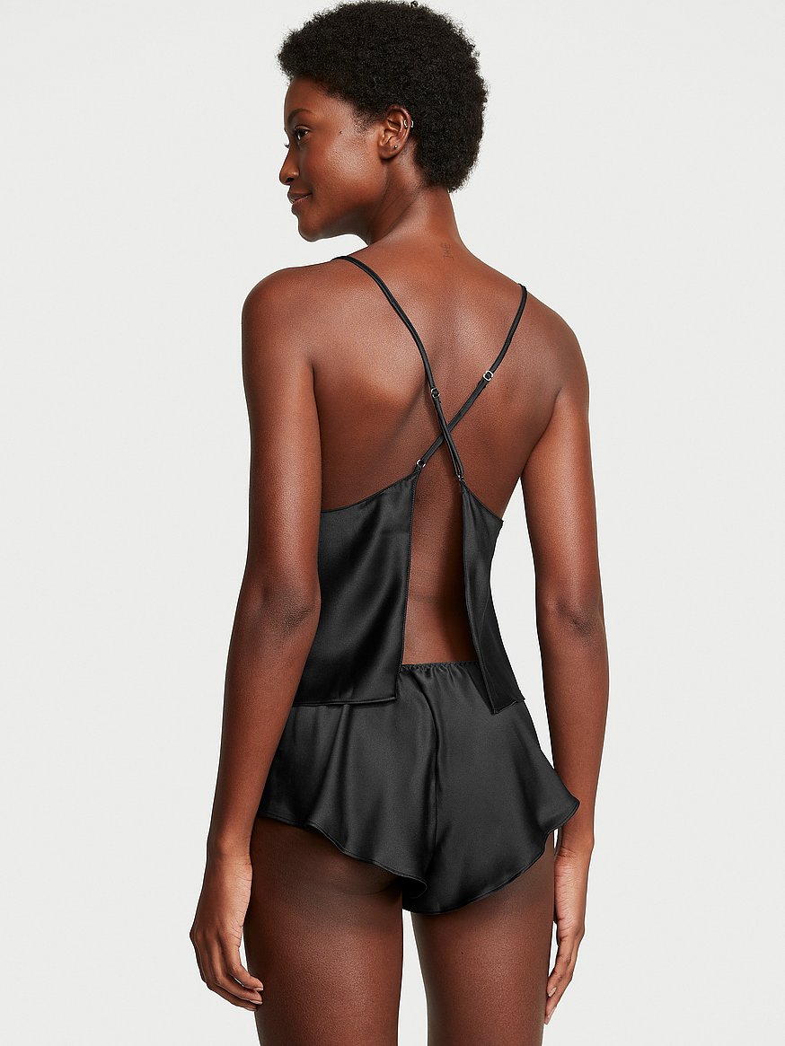 satin open back cami & shorts set satin open back cami & shorts set