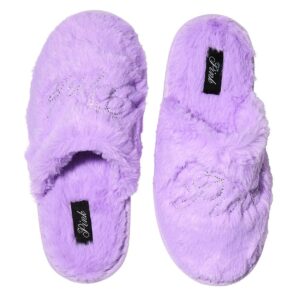 faux fur closed toe slippers