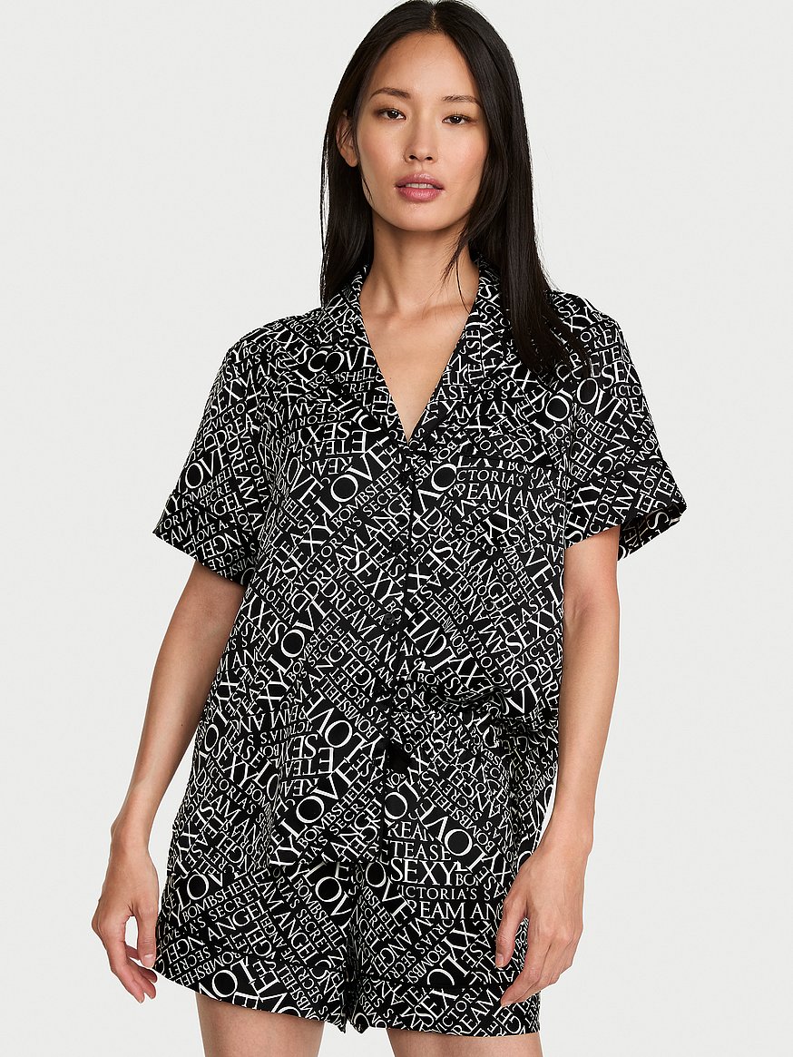 signature satin short pajama set signature satin short pajama set