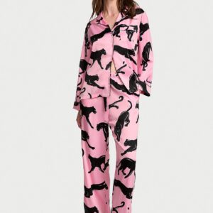 signature satin long pajama set