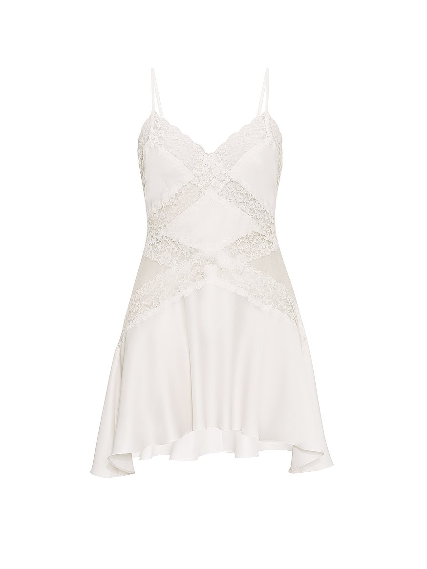 dare to dream lace & satin flounce slip dress dare to dream lace & satin flounce slip dress
