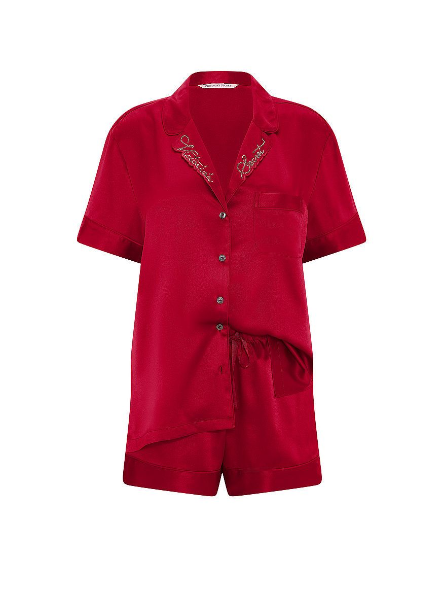signature satin short pajama set signature satin short pajama set