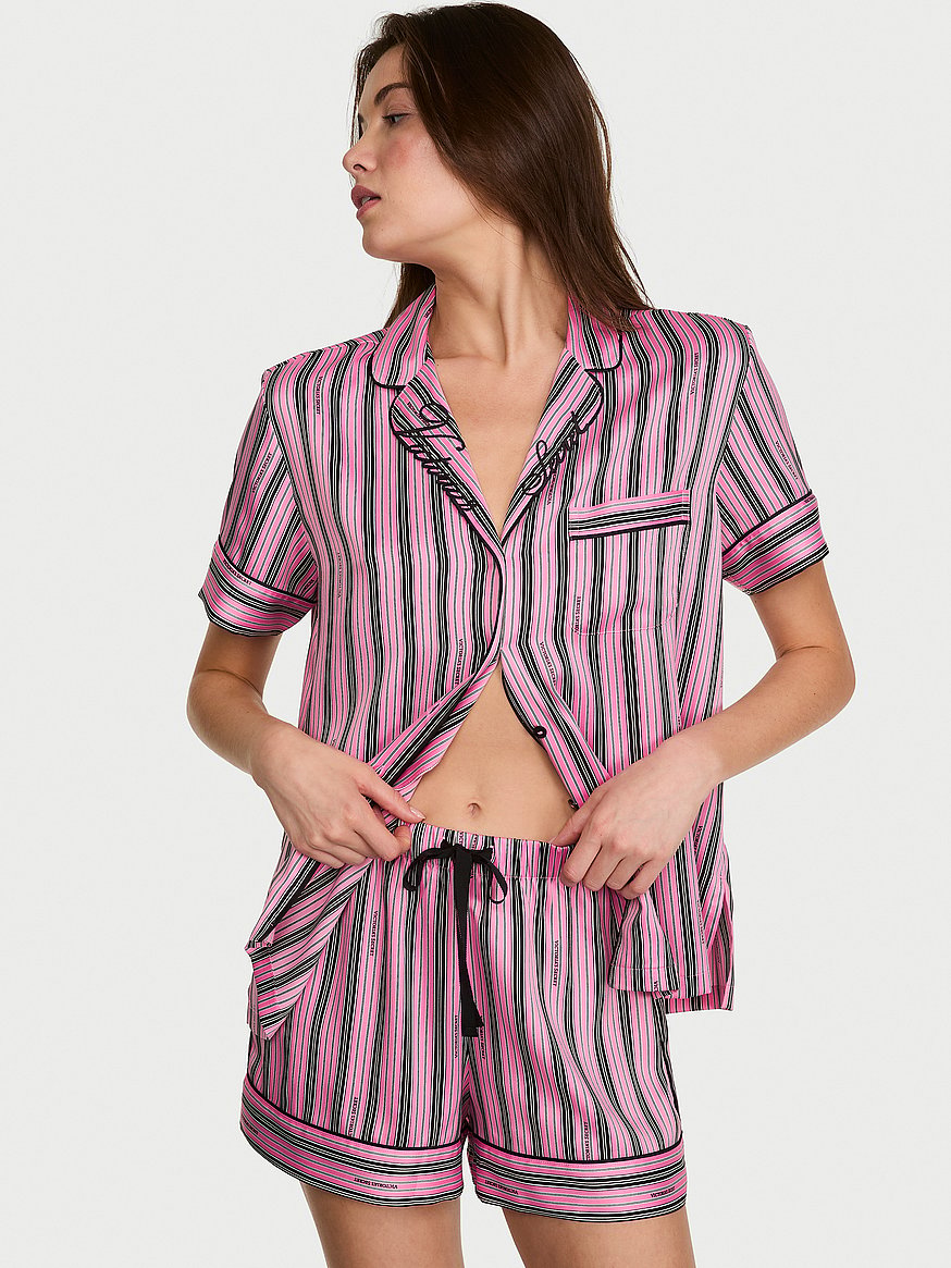 signature satin short pajama set signature satin short pajama set