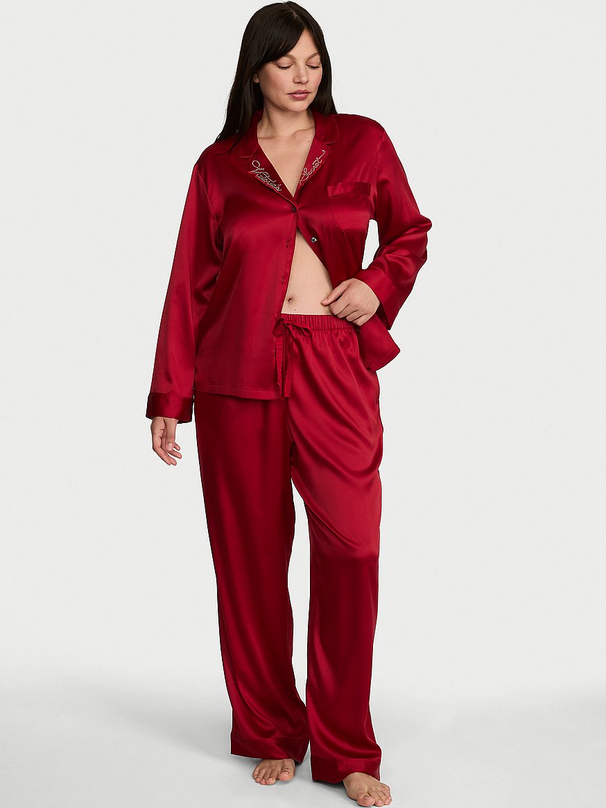 signature satin long pajama set signature satin long pajama set