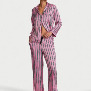 signature satin long pajama set