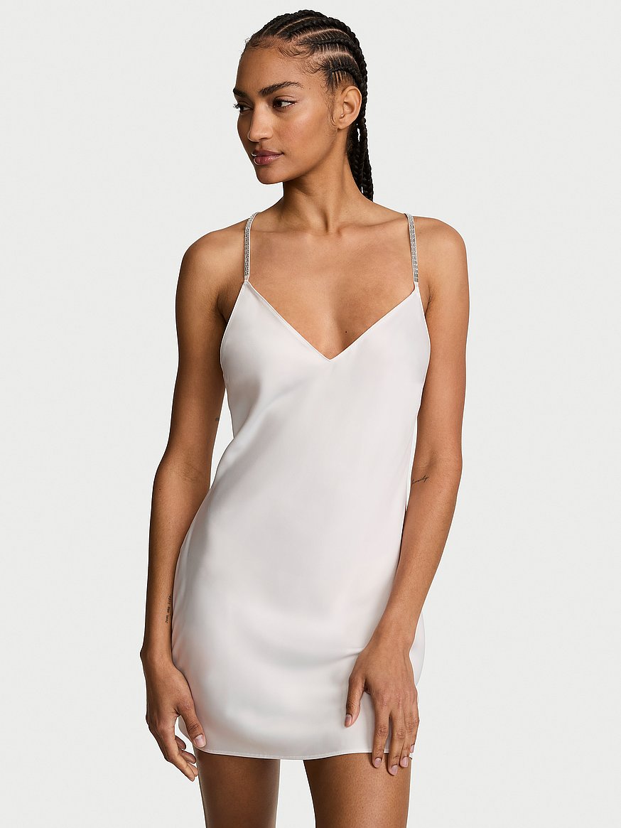 crystal bow satin mini slip crystal bow satin mini slip