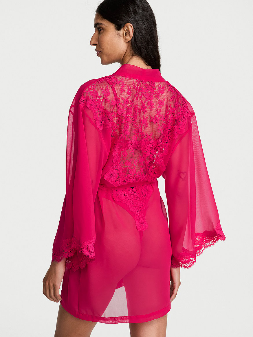 chiffon & lace short robe chiffon & lace short robe