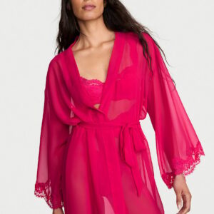 Home chiffon & lace short robe