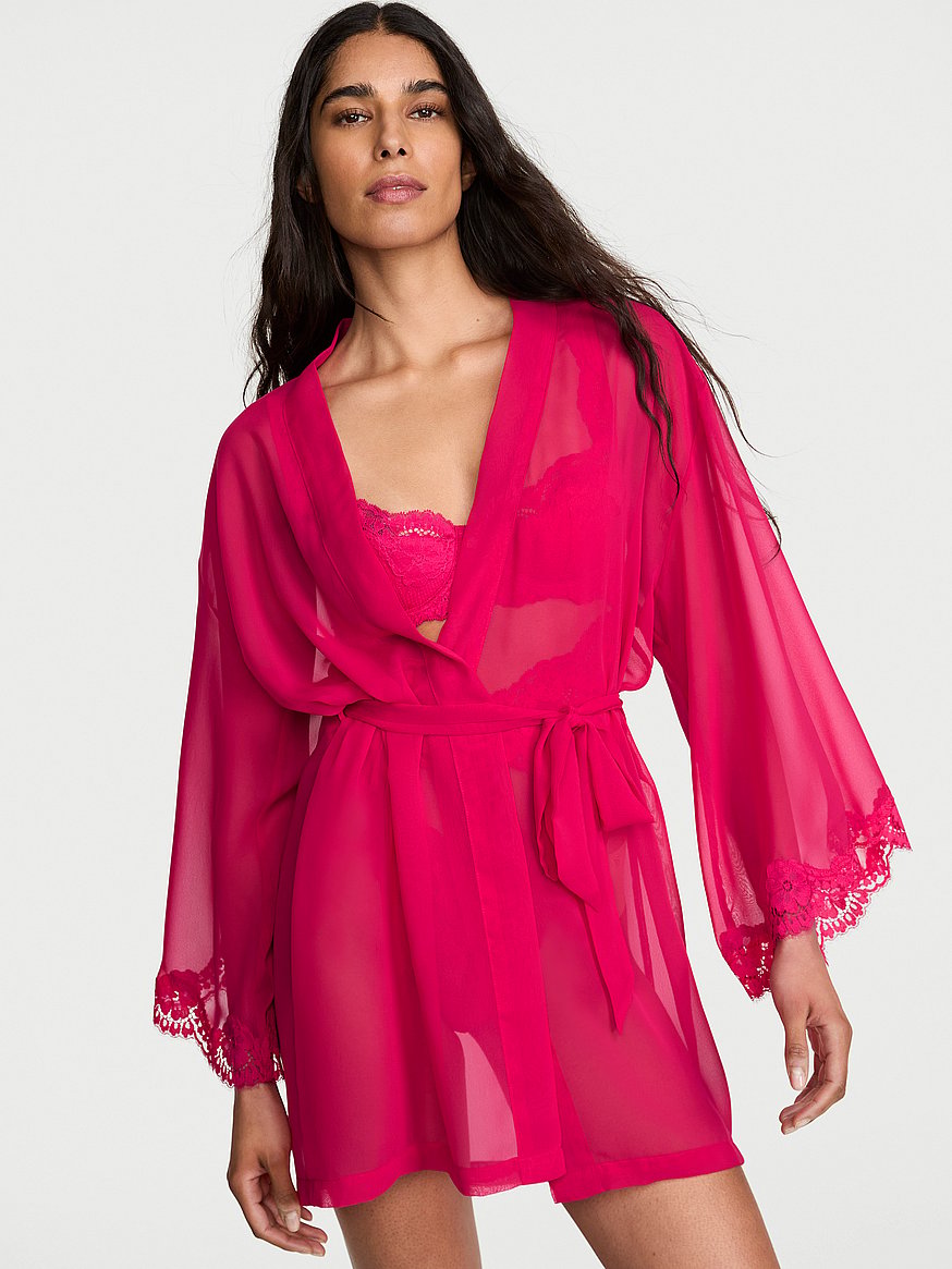 chiffon & lace short robe chiffon & lace short robe