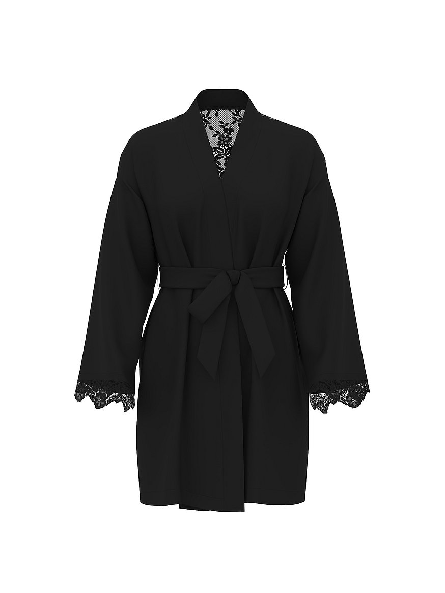 chiffon & lace short robe chiffon & lace short robe