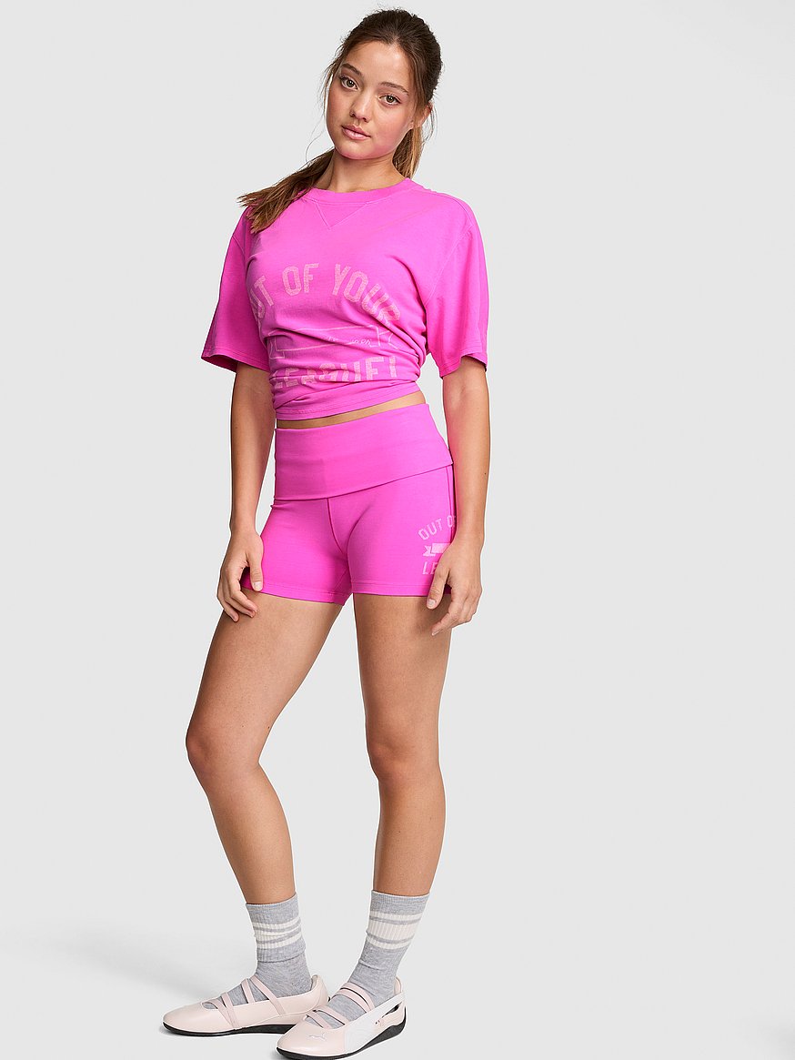 all day cotton™ foldover bike shorts all day cotton™ foldover bike shorts