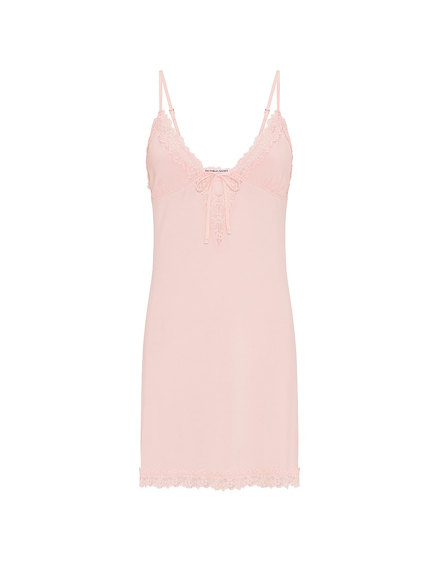 sosoft™ modal lace trim tie front slip dress sosoft™ modal lace trim tie front slip dress