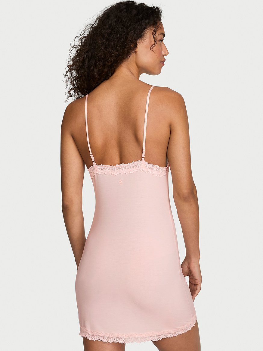 sosoft™ modal lace trim tie front slip dress sosoft™ modal lace trim tie front slip dress