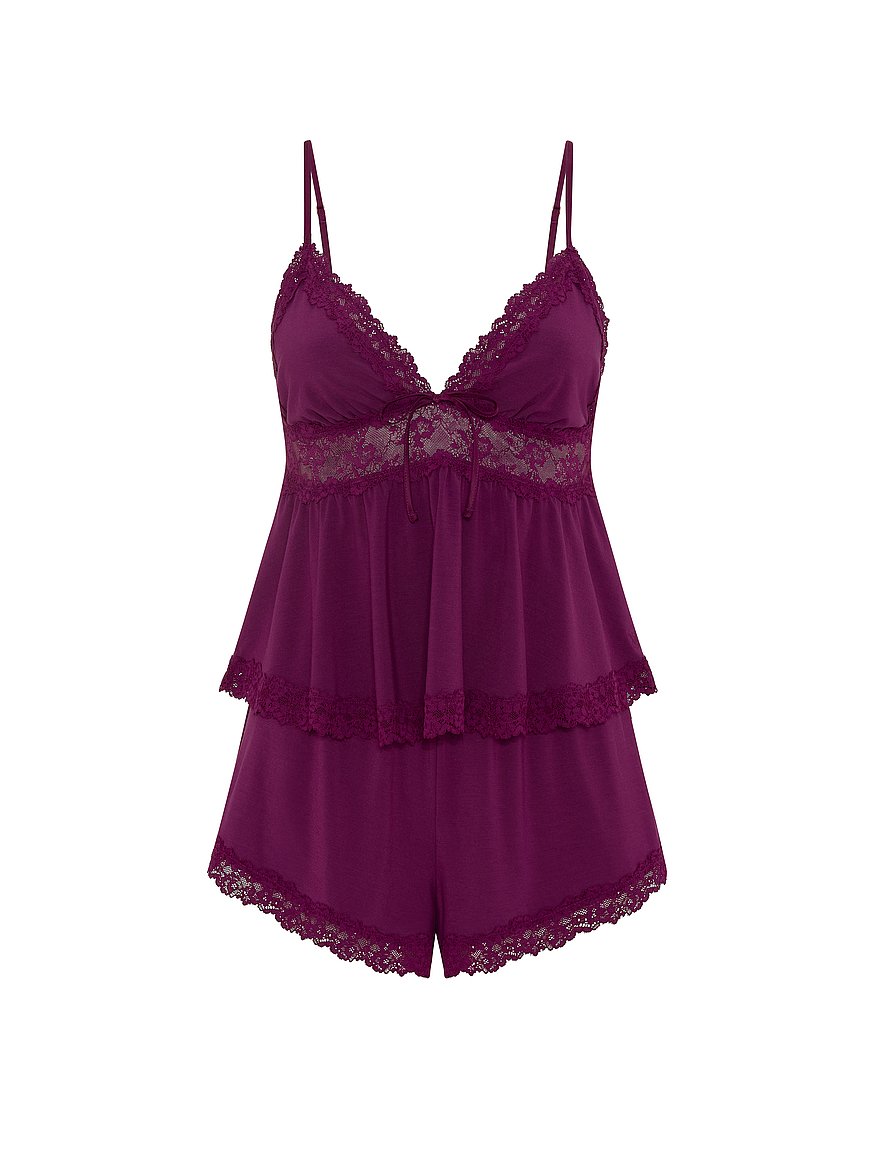 sosoft™ modal lace trim cami & shorts set sosoft™ modal lace trim cami & shorts set