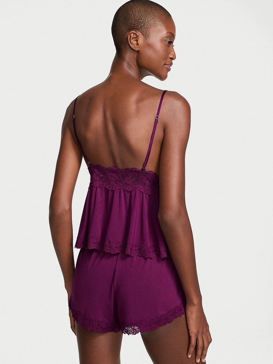 sosoft™ modal lace trim cami & shorts set sosoft™ modal lace trim cami & shorts set