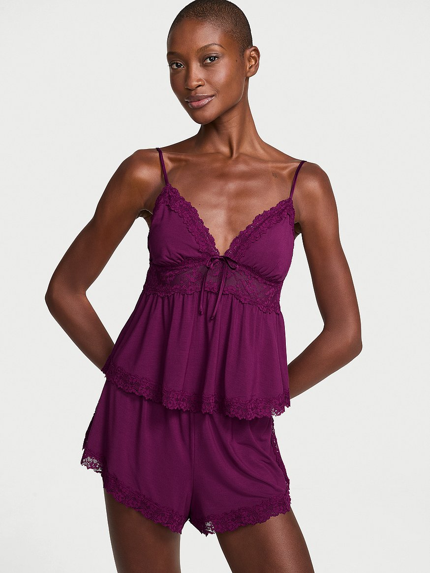 sosoft™ modal lace trim cami & shorts set sosoft™ modal lace trim cami & shorts set