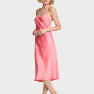 Home satin midi slip dress