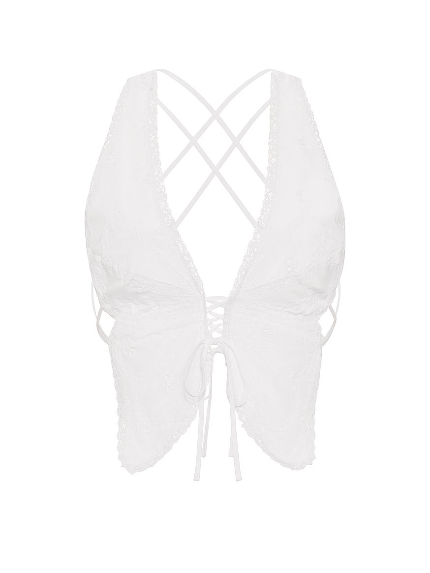 butterfly eyelet tie back crop top butterfly eyelet tie back crop top