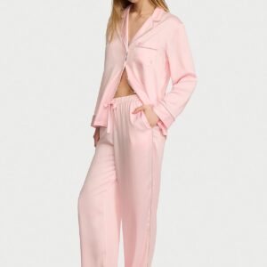 signature satin shine long pajama set