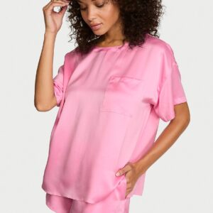 Home washable silk tee short set