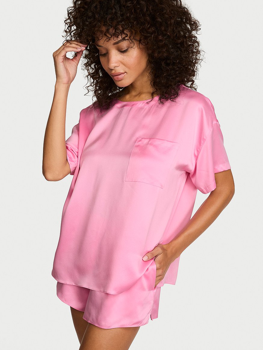 washable silk tee short set washable silk tee short set