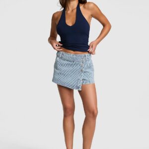 mini jean wrap skort
