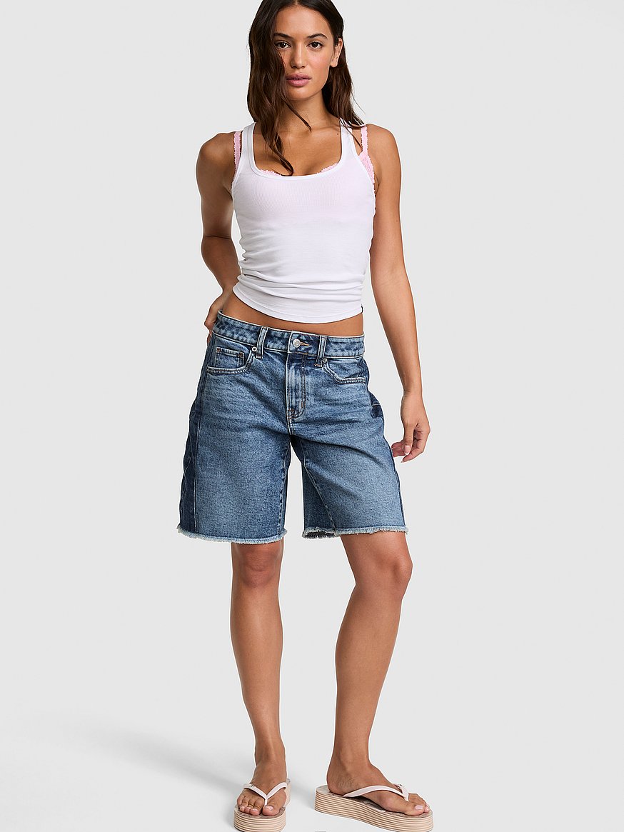 denim by pink mid rise baggy jorts denim by pink mid rise baggy jorts