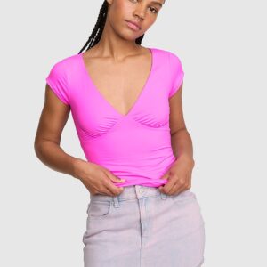 pink base stretch™ plunge top