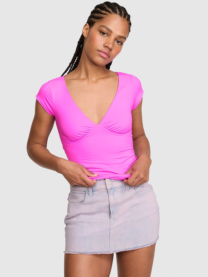pink base stretch™ plunge top pink base stretch™ plunge top