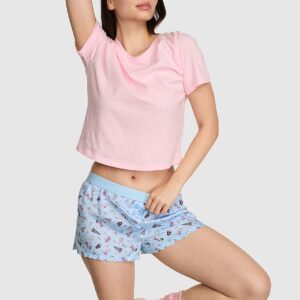 Home silky sleep boxy pajama shorts