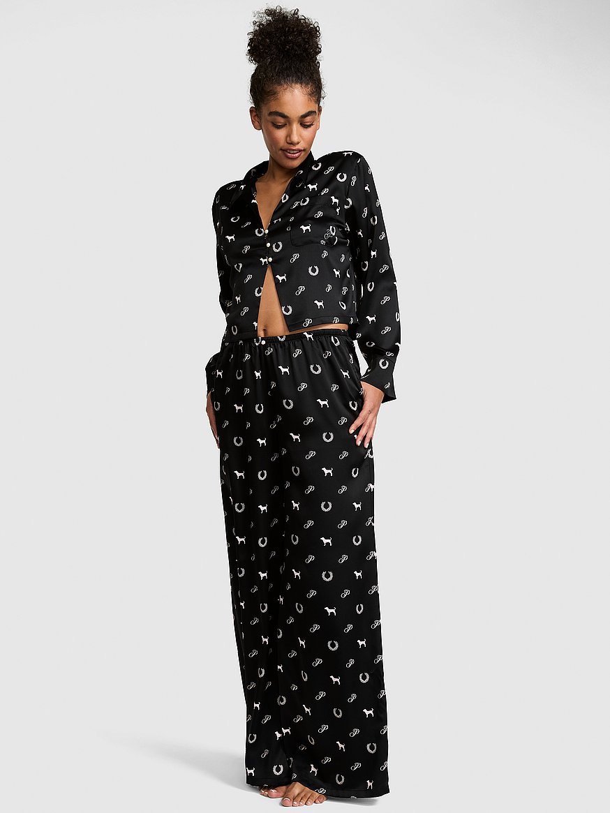 grwpink™ satin flyaway long sleeve & pants pajama set grwpink™ satin flyaway long sleeve & pants pajama set