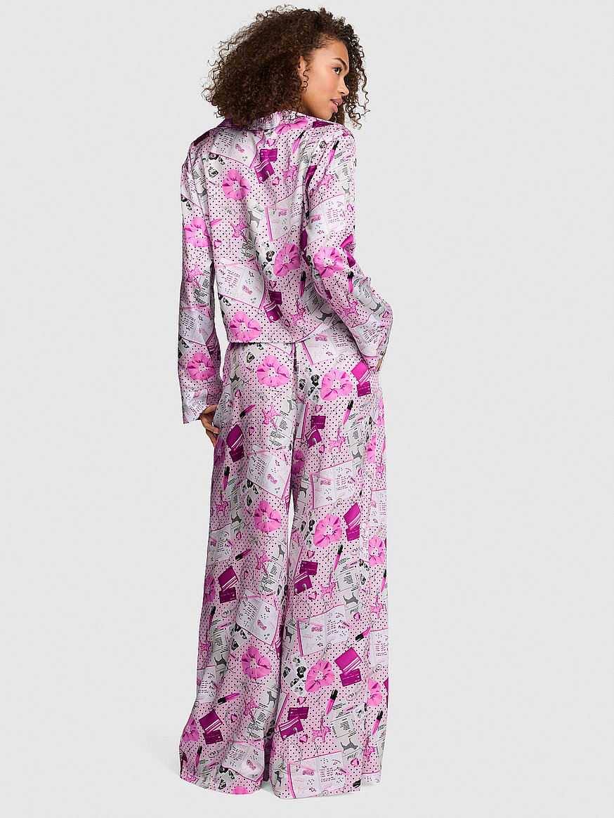 grwpink™ satin flyaway long sleeve & pants pajama set grwpink™ satin flyaway long sleeve & pants pajama set
