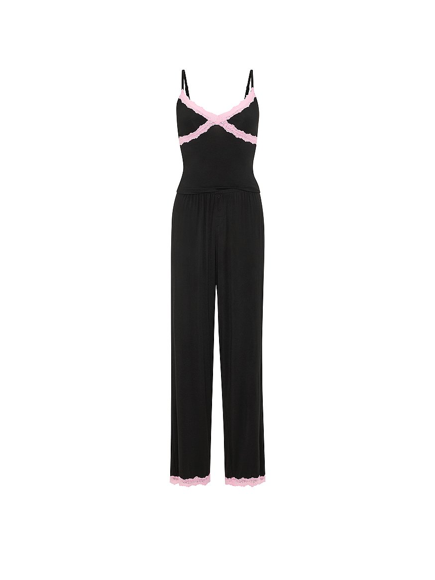 24/7 lounge modal lace trim cami & pants pajama set 24/7 lounge modal lace trim cami & pants pajama set