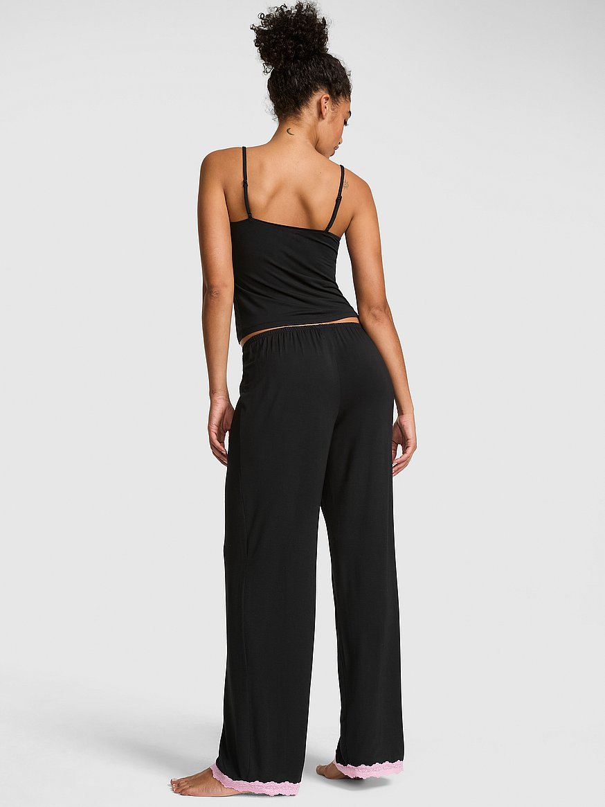 24/7 lounge modal lace trim cami & pants pajama set 24/7 lounge modal lace trim cami & pants pajama set