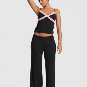 Home 24/7 lounge modal lace trim cami & pants pajama set