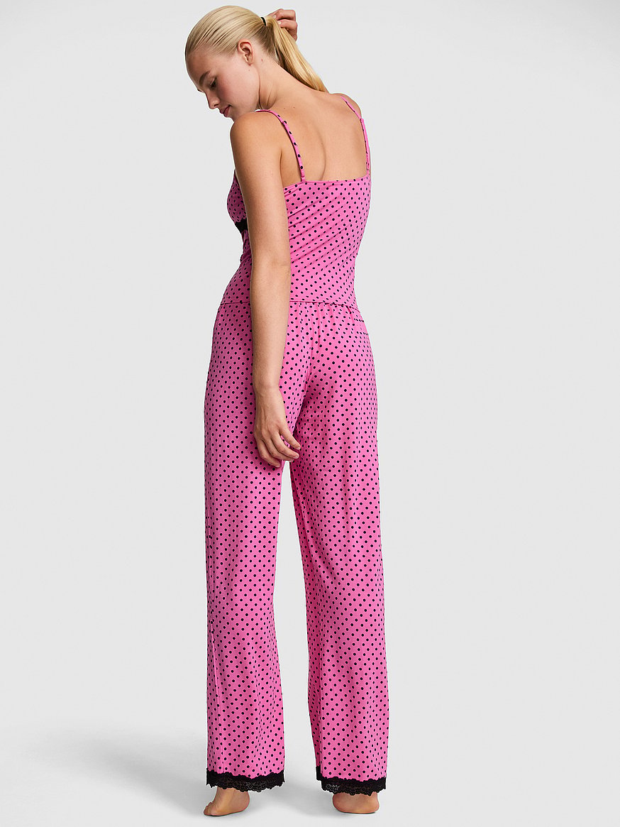 24/7 lounge modal lace trim cami & pants pajama set 24/7 lounge modal lace trim cami & pants pajama set