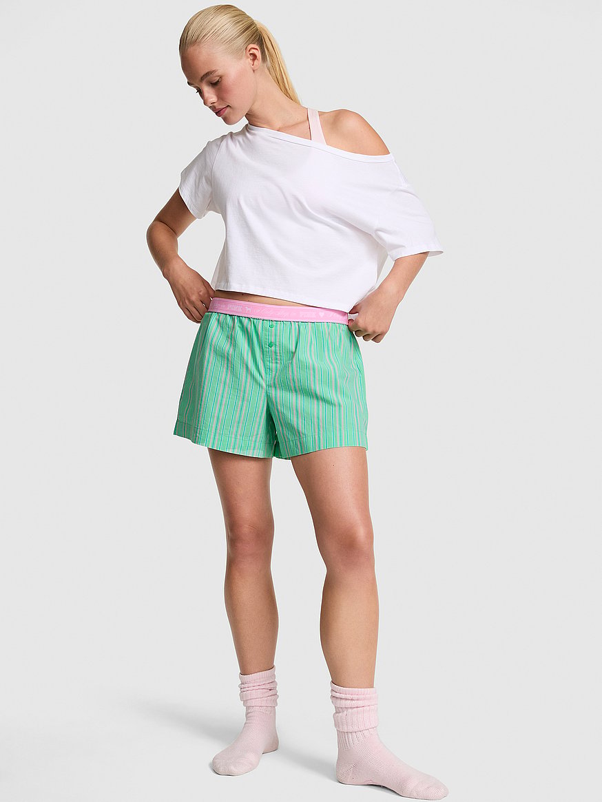 cotton boxy boyfriend pajama shorts cotton boxy boyfriend pajama shorts