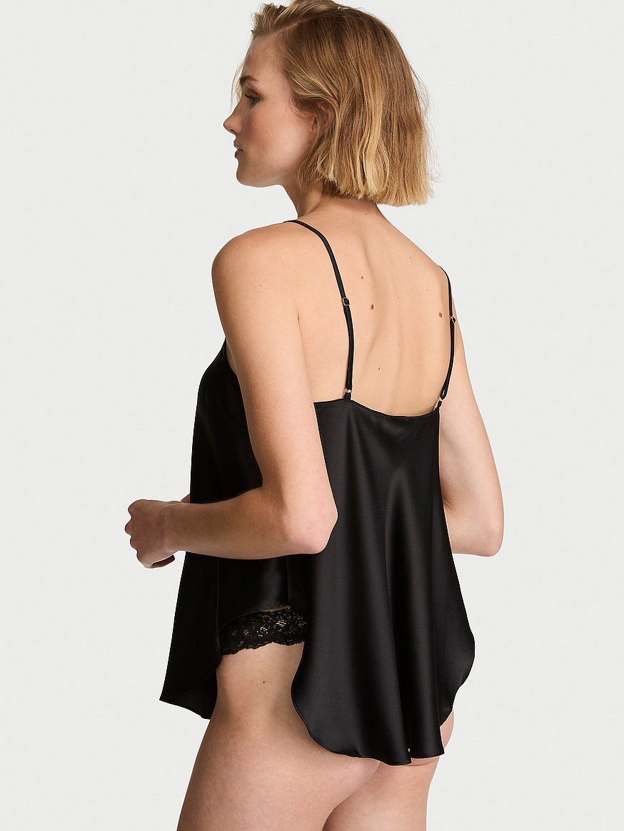 satin lace trim cami top satin lace trim cami top