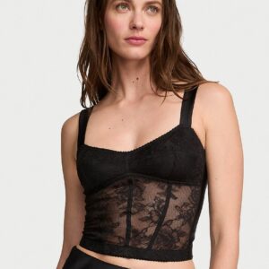 Home rose lace & satin bra top