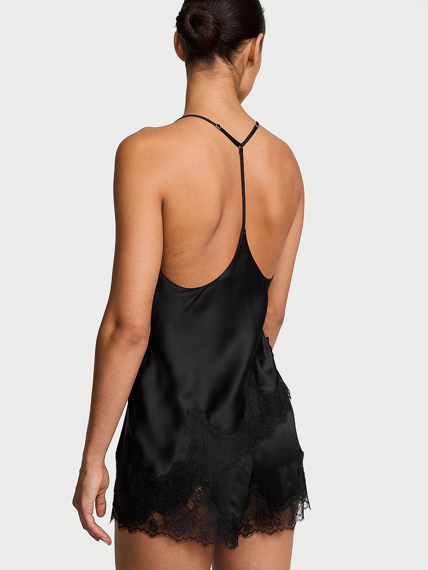 satin rose lace trim asymmetric cami top satin rose lace trim asymmetric cami top