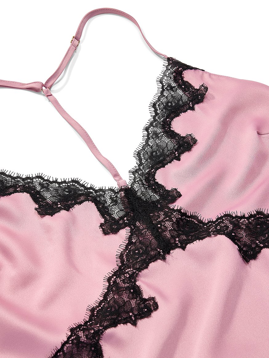 satin rose lace trim asymmetric cami top satin rose lace trim asymmetric cami top