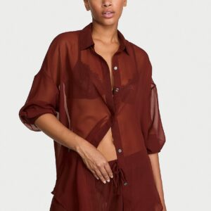chiffon button front shirt